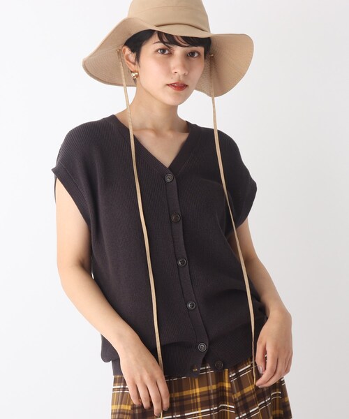 OPAQUE.CLIP（オペークドットクリップ）の「◆コットンニットジレ【WEB限定カラー】（ベスト・レディース・チャコールグレー/パープル系/カーキ系4/アイボリー・38）」の3枚目の写真