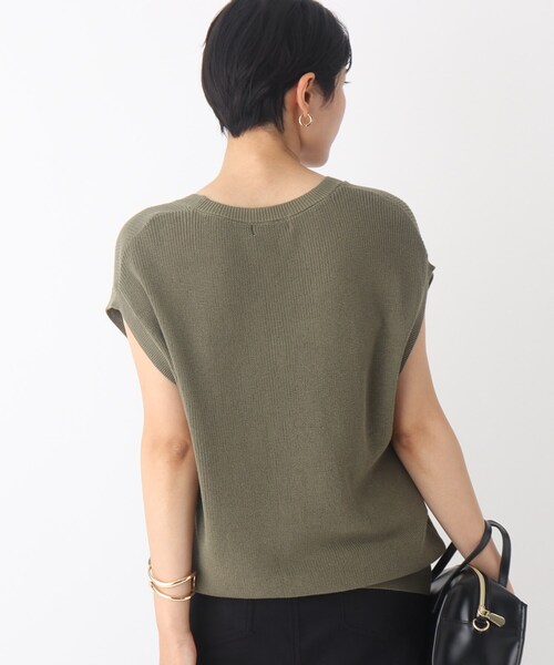 OPAQUE.CLIP（オペークドットクリップ）の「◆コットンニットジレ【WEB限定カラー】（ベスト・レディース・チャコールグレー/パープル系/カーキ系4/アイボリー・38）」の7枚目の写真