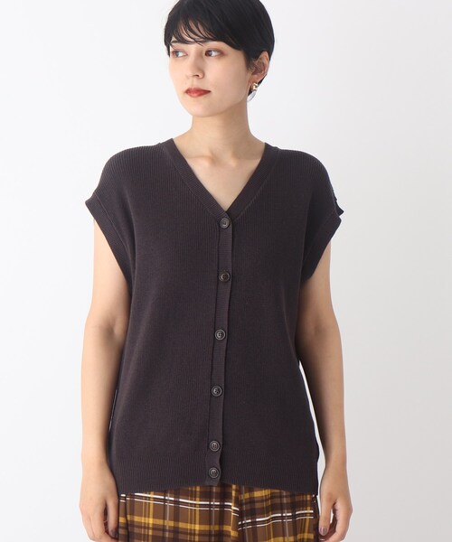 OPAQUE.CLIP（オペークドットクリップ）の「◆コットンニットジレ【WEB限定カラー】（ベスト・レディース・チャコールグレー/パープル系/カーキ系4/アイボリー・38）」の16枚目の写真