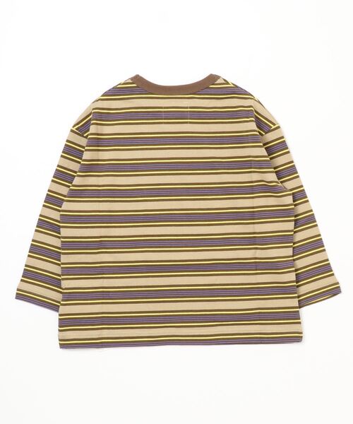 Smoothy(スムージー)の「SMOOTHY マルチボーダーロンTee(Tシャツ/カットソー・キッズ・ベージュ/ネイビー/チャコールグレー・S/XL/M/L)」の4枚目の写真