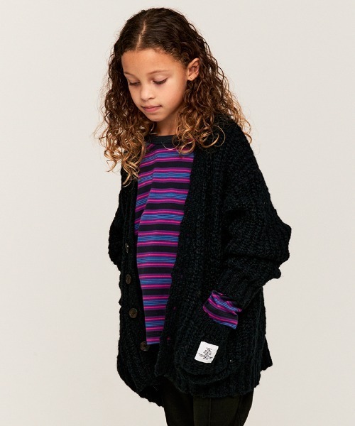 Smoothy(スムージー)の「SMOOTHY マルチボーダーロンTee(Tシャツ/カットソー・キッズ・ベージュ/ネイビー/チャコールグレー・S/XL/M/L)」の8枚目の写真