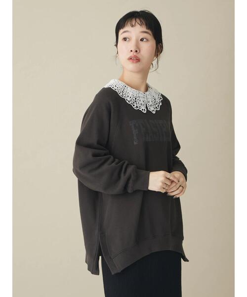 CRAFT STANDARD BOUTIQUE（クラフトスタンダードブティック）の「サイドスリットプリント裏毛プルオーバー　＊（スウェット・レディース・チャコールグレー/ピンク系その他2/ベージュ・FREE）」の4枚目の写真