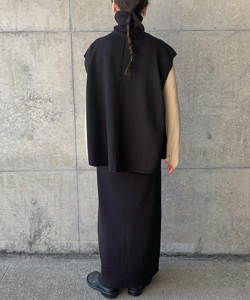 select MOCA by son（セレクトモカバイソン）の「裾リブニットタイトスカート（スカート・レディース・ブラック/ホワイト・FREE/LARGE）」の7枚目の写真