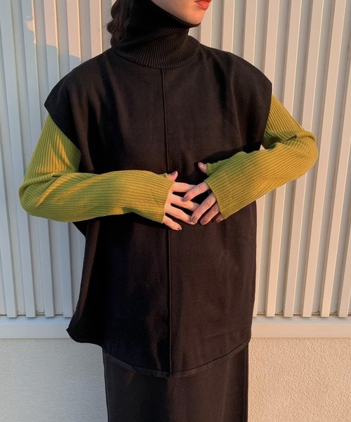 select MOCA by son（セレクトモカバイソン）の「裾リブニットタイトスカート（スカート・レディース・ブラック/ホワイト・FREE/LARGE）」の10枚目の写真