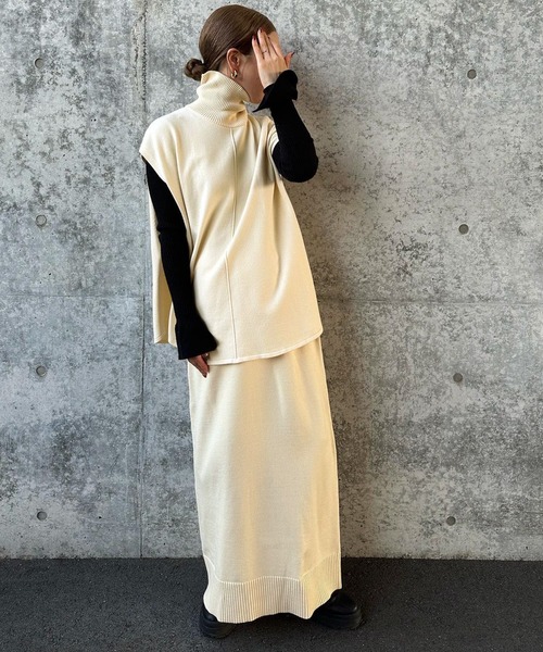 select MOCA by son（セレクトモカバイソン）の「裾リブニットタイトスカート（スカート・レディース・ブラック/ホワイト・FREE/LARGE）」の22枚目の写真