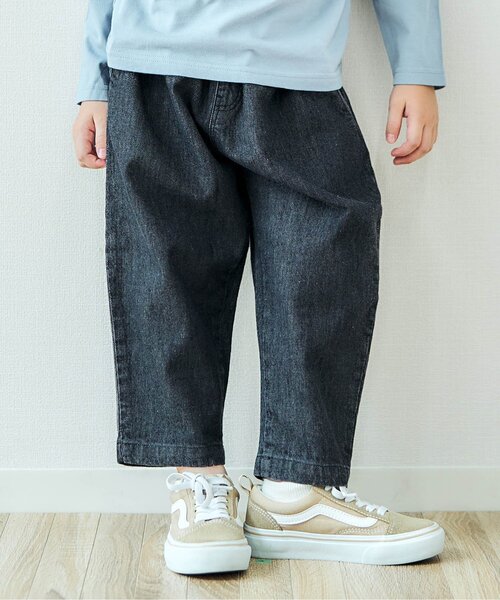 apres les cours(アプレレクール)の「チェック・デニムテーパードパンツ(その他パンツ・キッズ・ブラック/チェック・100/130/120/110/90/80)」の2枚目の写真