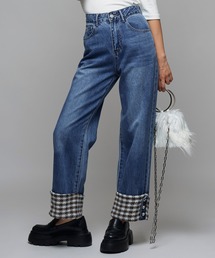 【Narcissus】チェックレイヤードデニムパンツ