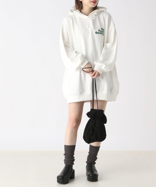 Heather（ヘザー）の「LOGOBIGパーカー　166438（パーカー・レディース・ネイビー/オフホワイト/スミクロ・FREE）」の4枚目の写真