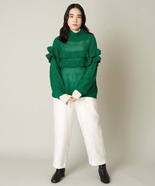 A de a.v.v（アードアー・ヴェ・ヴェ）の「［SET UP対応］ジャガード柄パンツ（その他パンツ・レディース・ブラック/アイボリー・SMALL/MEDIUM）」の6枚目の写真