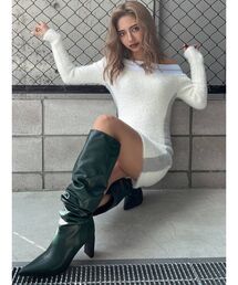 GYDA | GYDAライン オフショルシャギーニットワンピース(ワンピース)