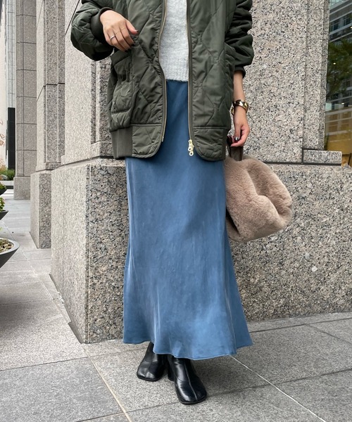 DouDou（ドゥドゥ）の「【新色追加】キュプラスカート（スカート・レディース・ブラック/ベージュ/ブルー/グレー/ピンク/スカイブルー・FREE）」の5枚目の写真