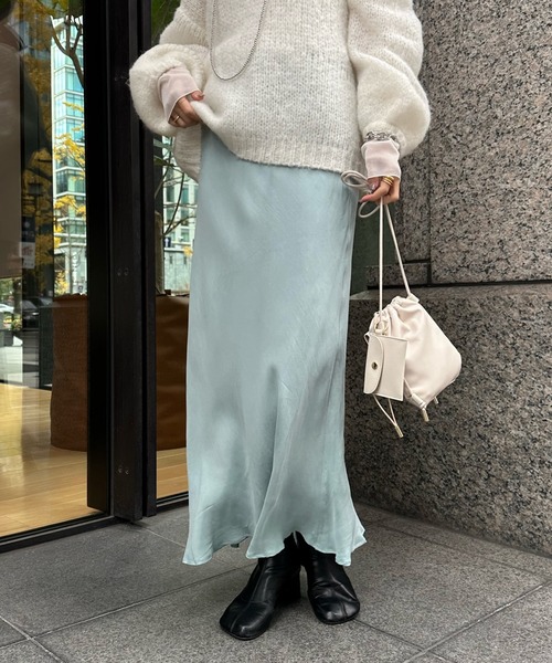 DouDou（ドゥドゥ）の「【新色追加】キュプラスカート（スカート・レディース・ブラック/ベージュ/ブルー/グレー/ピンク/スカイブルー・FREE）」の4枚目の写真