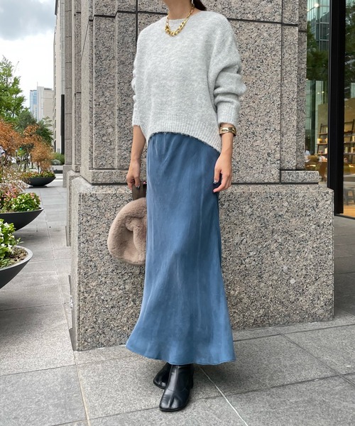 DouDou（ドゥドゥ）の「【新色追加】キュプラスカート（スカート・レディース・ブラック/ベージュ/ブルー/グレー/ピンク/スカイブルー・FREE）」の12枚目の写真