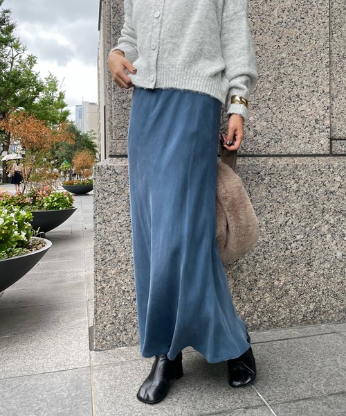 DouDou（ドゥドゥ）の「【新色追加】キュプラスカート（スカート・レディース・ブラック/ベージュ/ブルー/グレー/ピンク/スカイブルー・FREE）」の8枚目の写真