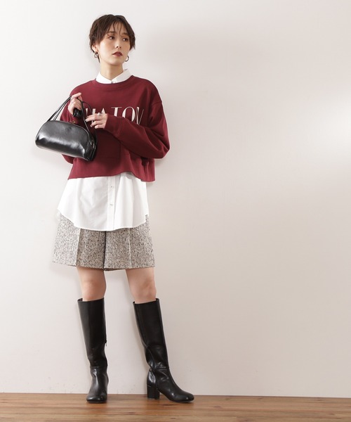 N.（N. Natural Beauty Basic）（エヌエヌナチュラルビューティーベーシック）の「【横田ひかるさん着用】◆ツイードタックショートパンツ（その他パンツ・レディース・オフホワイト/ブラック・MEDIUM）」の8枚目の写真