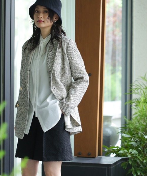 N.（N. Natural Beauty Basic）（エヌエヌナチュラルビューティーベーシック）の「【横田ひかるさん着用】◆ツイードタックショートパンツ（その他パンツ・レディース・オフホワイト/ブラック・MEDIUM）」の11枚目の写真