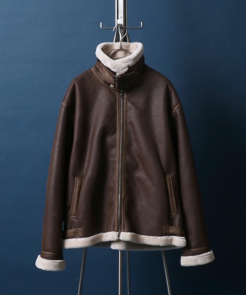 ANPAS(アンパス)の「Synthetic Mouton B-3 Bomber Jacket/別注 フェイクムートン B-3 ボアジャケット フライトジャケット(ムートンコート・メンズ・ブラウン/ブラック/ベージュ/ブラック系その他/アイボリー・M/L/LL)」の18枚目の写真