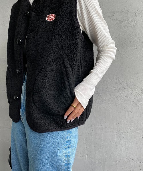 Vincent et Mireille（バンソンエミレイユ）の「[Vincent et Mireille/ヴァンソン エ ミレイユ] ノーカラー ボアフリースベスト（ベスト・レディース・アイボリー/ブラック/ブラウン・36）」の22枚目の写真