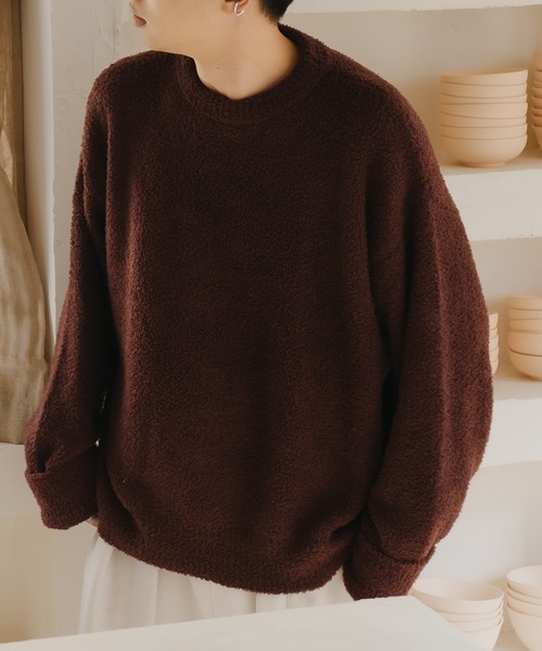 epnok（エプノック）の「スムースジャガードルーズニット（ニット/セーター・メンズ・レッド/アイボリー/モカ・LARGE/MEDIUM/SMALL）」の2枚目の写真