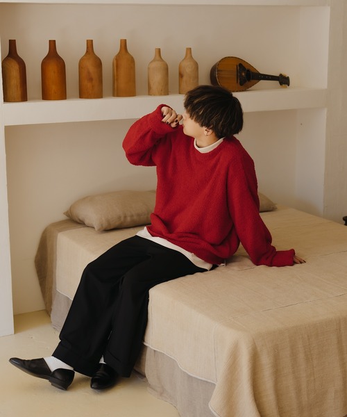 epnok（エプノック）の「スムースジャガードルーズニット（ニット/セーター・メンズ・レッド/アイボリー/モカ・LARGE/MEDIUM/SMALL）」の22枚目の写真