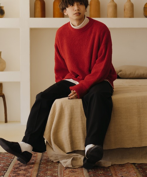 epnok（エプノック）の「スムースジャガードルーズニット（ニット/セーター・メンズ・レッド/アイボリー/モカ・LARGE/MEDIUM/SMALL）」の20枚目の写真