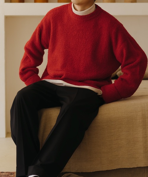 epnok（エプノック）の「スムースジャガードルーズニット（ニット/セーター・メンズ・レッド/アイボリー/モカ・LARGE/MEDIUM/SMALL）」の21枚目の写真