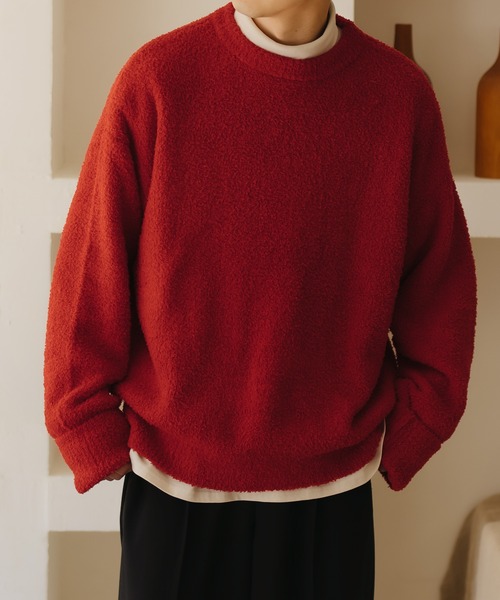 epnok（エプノック）の「スムースジャガードルーズニット（ニット/セーター・メンズ・レッド/アイボリー/モカ・LARGE/MEDIUM/SMALL）」の16枚目の写真