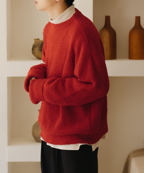 epnok（エプノック）の「スムースジャガードルーズニット（ニット/セーター・メンズ・レッド/アイボリー/モカ・LARGE/MEDIUM/SMALL）」の17枚目の写真