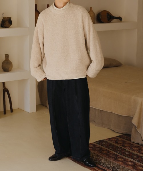 epnok（エプノック）の「スムースジャガードルーズニット（ニット/セーター・メンズ・レッド/アイボリー/モカ・LARGE/MEDIUM/SMALL）」の10枚目の写真