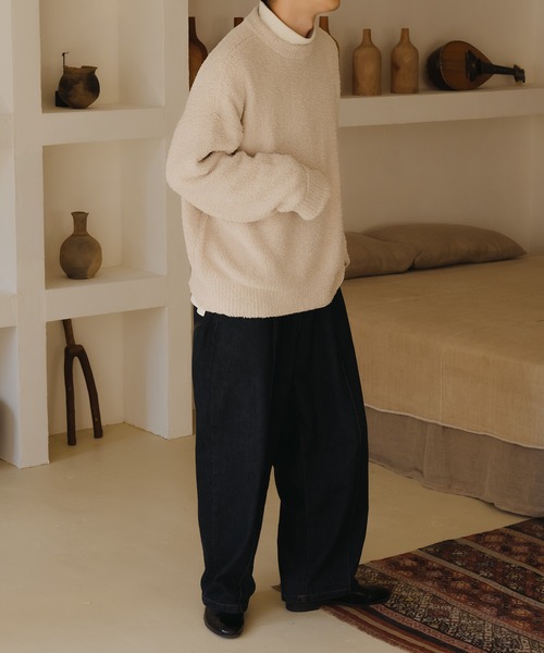 epnok（エプノック）の「スムースジャガードルーズニット（ニット/セーター・メンズ・レッド/アイボリー/モカ・LARGE/MEDIUM/SMALL）」の11枚目の写真