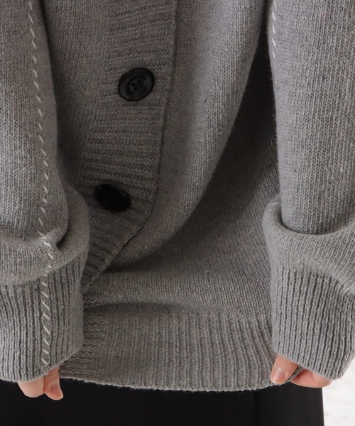 STONE  Mサイズ カーディガン ライトグレー セール】 くるみ釦ニットカーディガン（グレー/ブラック/レッド/キナリ