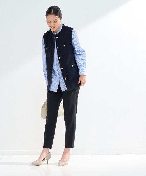 green label relaxing（グリーンレーベルリラクシング）の「パウドレ タック テーパード パンツ -ウォッシャブル・ストレッチ・防シワ- ◇No01◇（スラックス・レディース・ナチュラル/ネイビー/ブラック/ライトブルー・34/42/40/36/44/46/38）」の16枚目の写真