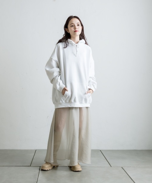 mystic（ミスティック）の「バックロゴフーディー（パーカー・レディース・チャコールグレー/オフホワイト/グレー・FREE）」の6枚目の写真