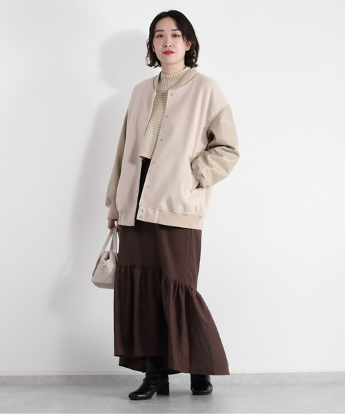 cepo（セポ）の「カットメルトンスタジャン（スタジャン・レディース・ネイビー/オフホワイト・M）」の4枚目の写真