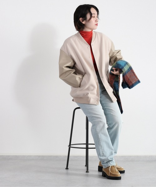 cepo（セポ）の「カットメルトンスタジャン（スタジャン・レディース・ネイビー/オフホワイト・M）」の11枚目の写真