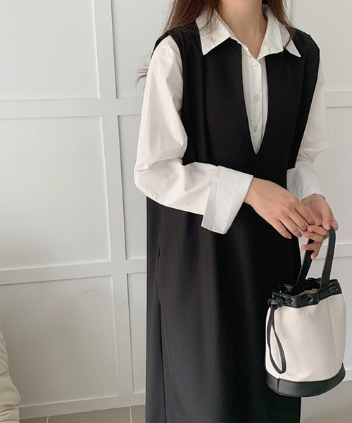 LYEON(リヨン)の「キーネックジャンパースカート(ジャンパースカート・レディース・ブラック/アイボリー/グリーン/キャメル・FREE)」の21枚目の写真