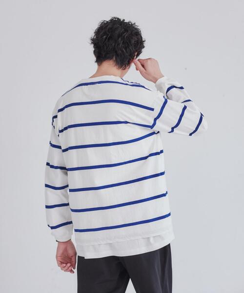 coen（コーエン）の「The M&M Store（ザ・ミックス＆マッチストア）コラボ　カラーボーダーロングスリーブTシャツ（Tシャツ/カットソー・メンズ・ホワイト/ケリーグリーン/コバルトブルー・S/M/L/XL）」の6枚目の写真