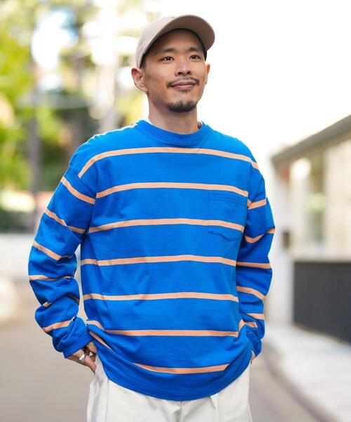 coen（コーエン）の「The M&M Store（ザ・ミックス＆マッチストア）コラボ　カラーボーダーロングスリーブTシャツ（Tシャツ/カットソー・メンズ・ホワイト/ケリーグリーン/コバルトブルー・S/M/L/XL）」の9枚目の写真