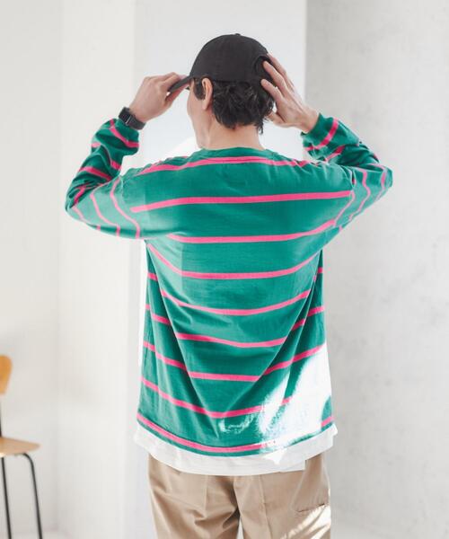 coen（コーエン）の「The M&M Store（ザ・ミックス＆マッチストア）コラボ　カラーボーダーロングスリーブTシャツ（Tシャツ/カットソー・メンズ・ホワイト/ケリーグリーン/コバルトブルー・S/M/L/XL）」の13枚目の写真