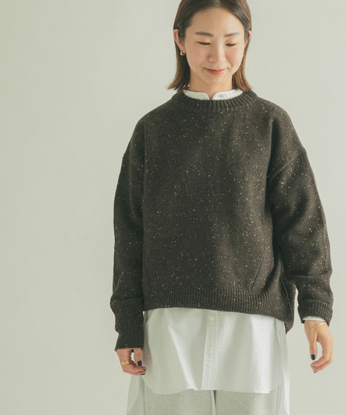 FORK&SPOON（フォークアンドスプーン）の「FORK&SPOON　ネップニットプルオーバー（ニット/セーター・レディース・ブラウン/ネイビー/ライトグレー・1）」の3枚目の写真