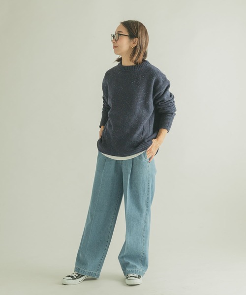 FORK&SPOON（フォークアンドスプーン）の「FORK&SPOON　ネップニットプルオーバー（ニット/セーター・レディース・ブラウン/ネイビー/ライトグレー・1）」の15枚目の写真