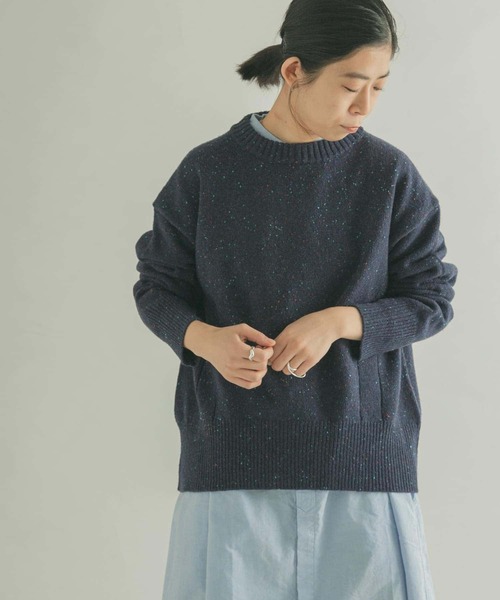 FORK&SPOON（フォークアンドスプーン）の「FORK&SPOON　ネップニットプルオーバー（ニット/セーター・レディース・ブラウン/ネイビー/ライトグレー・1）」の7枚目の写真