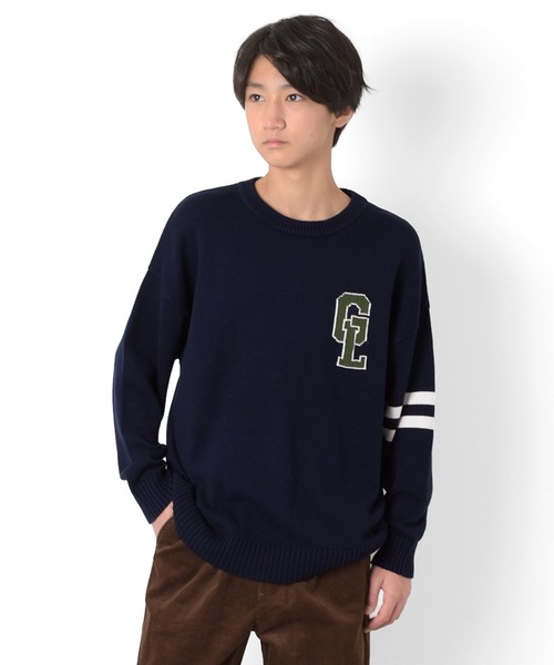 GLAZOS（グラソス）の「天竺編み・レタードニット【マシンウォッシャブル】（ニット/セーター・キッズ・グリーン/ネイビー・140cm/150cm/160cm/170cm）」の15枚目の写真