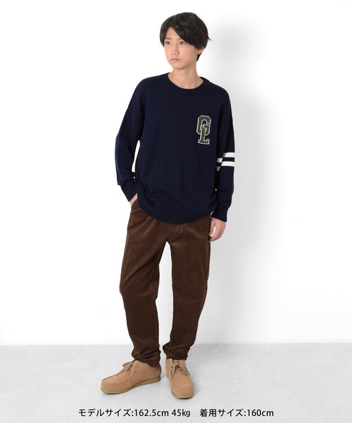 GLAZOS（グラソス）の「天竺編み・レタードニット【マシンウォッシャブル】（ニット/セーター・キッズ・グリーン/ネイビー・140cm/150cm/160cm/170cm）」の8枚目の写真