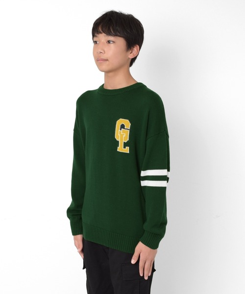 GLAZOS（グラソス）の「天竺編み・レタードニット【マシンウォッシャブル】（ニット/セーター・キッズ・グリーン/ネイビー・140cm/150cm/160cm/170cm）」の6枚目の写真