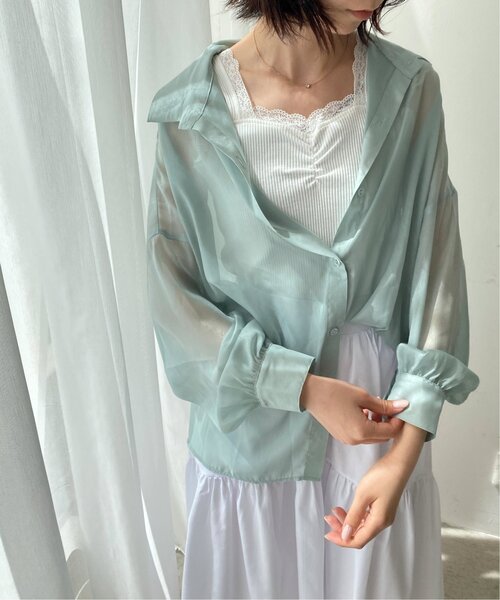 RAY CASSIN（レイカズン）の「フロントギャザータンクトップ（タンクトップ・レディース・オフホワイト/ブラック/グレイッシュベージュ/ミント/オレンジ・FREE）」の13枚目の写真