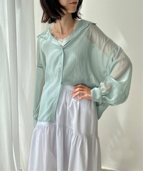 RAY CASSIN（レイカズン）の「フロントギャザータンクトップ（タンクトップ・レディース・オフホワイト/ブラック/グレイッシュベージュ/ミント/オレンジ・FREE）」の14枚目の写真