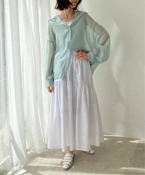 RAY CASSIN（レイカズン）の「フロントギャザータンクトップ（タンクトップ・レディース・オフホワイト/ブラック/グレイッシュベージュ/ミント/オレンジ・FREE）」の15枚目の写真