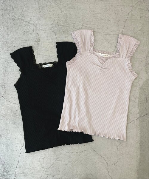 RAY CASSIN（レイカズン）の「フロントギャザータンクトップ（タンクトップ・レディース・オフホワイト/ブラック/グレイッシュベージュ/ミント/オレンジ・FREE）」の21枚目の写真