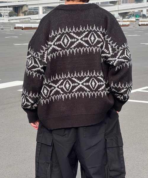 kutir(クティール)の「アブストラクトニットカーディガン(カーディガン/ボレロ・メンズ・マスタード/ブラック・MEDIUM/LARGE)」の5枚目の写真